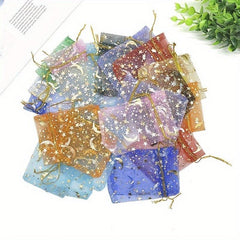 Moon Star Drawstring Organza Bags Jewelry Gift Bag Pouch Favor