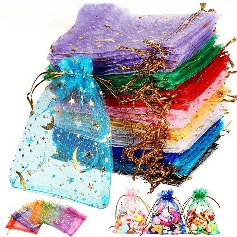 Moon Star Drawstring Organza Bags Jewelry Gift Bag Pouch Favor