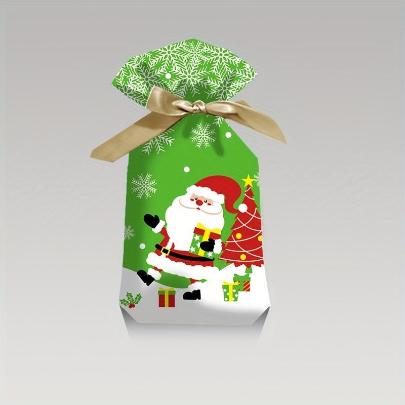 20pcs Christmas Gift Bags w/Ribbon Drawstring - Festive Design for Candy & Fruit