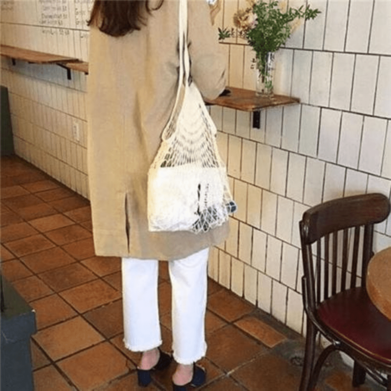 Mesh Woven Net Shoulder Bag for Fruits and Veggies