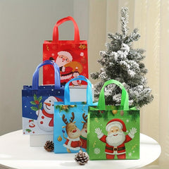 10pcs Christmas Cartoon Gift Bag Non woven Take out Bag Shopping Mall