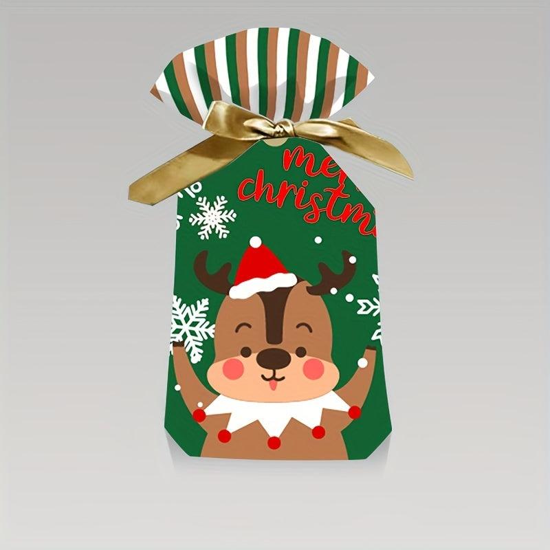 20pcs Christmas Gift Bags With Ribbon Drawstring, Perfect For Candy Fruit