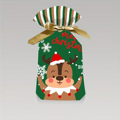 20pcs Christmas Gift Bags With Ribbon Drawstring, Perfect For Candy Fruit