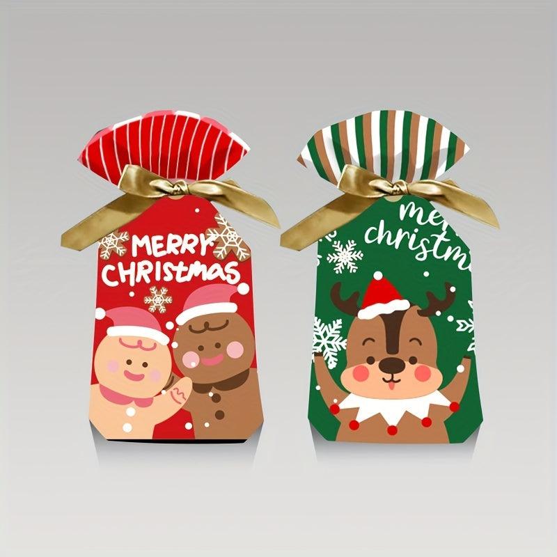 20pcs Christmas Gift Bags With Ribbon Drawstring, Perfect For Candy Fruit