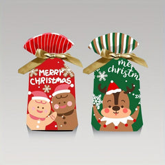 20pcs Christmas Gift Bags With Ribbon Drawstring, Perfect For Candy Fruit