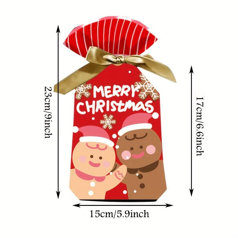 20pcs Christmas Gift Bags With Ribbon Drawstring, Perfect For Candy Fruit