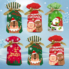 20pcs Christmas Gift Bags With Ribbon Drawstring, Perfect For Candy Fruit