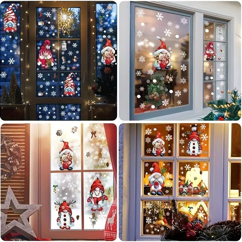 Christmas Window Clings Gnome Snowflake Window Stickers Decals For Glass Windows