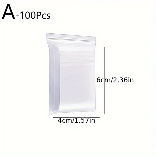 100pcs Clear Zipper Bags Poly Bag Resealable Zip Lock Bags for Snacks Nuts Seeds