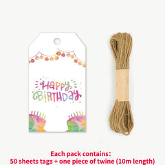 50 Sheets Happy Birthday Gift Tag Pack for Students & Children