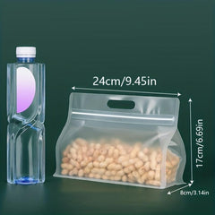 10pcs Reusable Food Storage Bags with Handles - Ideal for Nuts, Cereals, Fruits