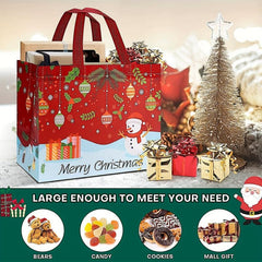 8pcs Christmas Gift Bags Reusable Tote Bags With Handles