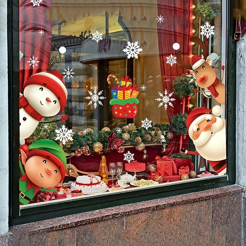 80pcs Christmas Snowflake Window Clings Stickers Xmas Decals Decorations