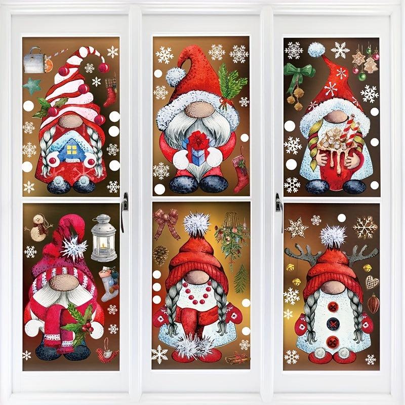 103pcs Christmas Window Clings Gnome Snowflake Window Stickers