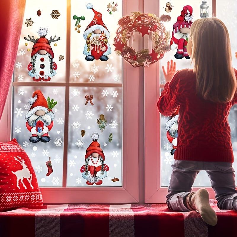 Christmas Window Clings Gnome Snowflake Window Stickers Decals Holiday Decor