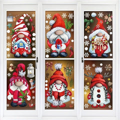 103pcs Christmas Gnome Snowflake Window Clings Stickers