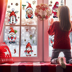 103pcs Christmas Gnome Snowflake Window Clings Stickers