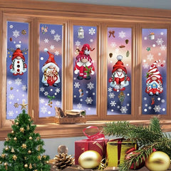 103pcs Christmas Gnome Snowflake Window Clings Stickers