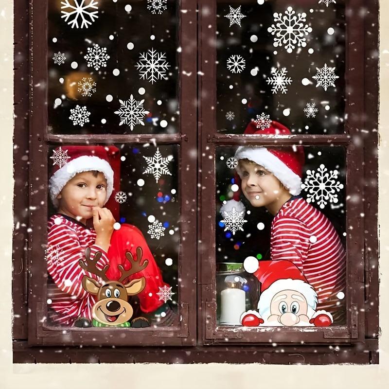 4pcs Christmas Snowflake Window Cling Stickers Xmas Decals