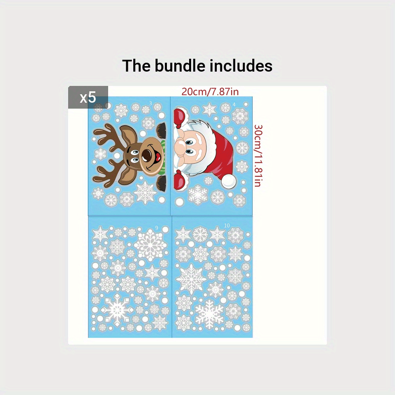 4pcs Christmas Snowflake Window Cling Stickers Xmas Decals