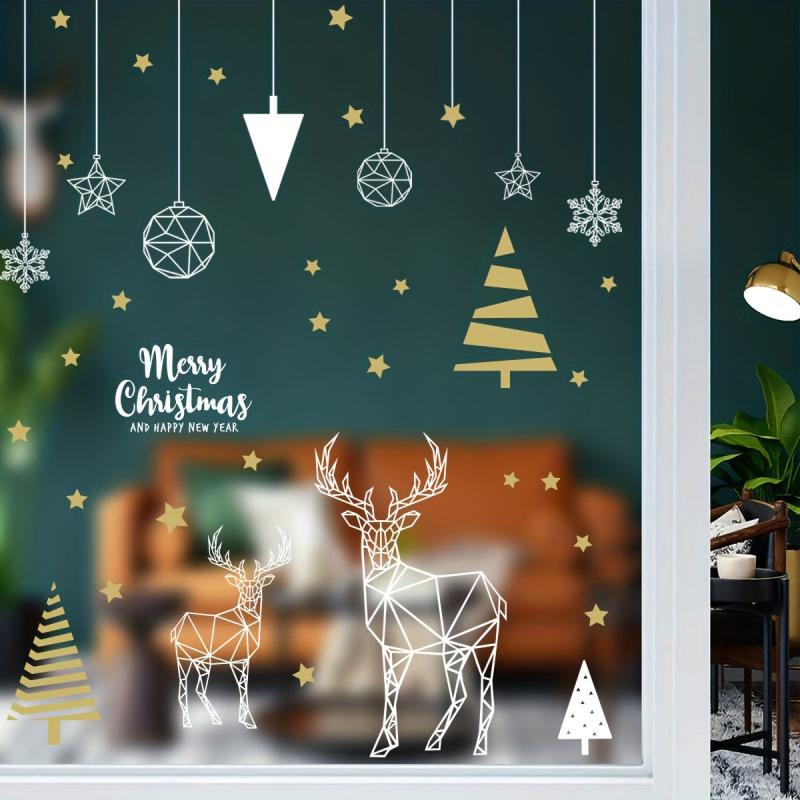 Christmas Stickers Wall Stickers Christmas Tree Deer Adhesive Electrostatic