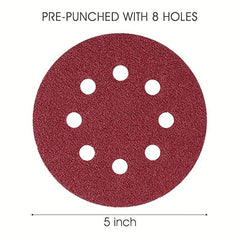 50pcs 5 8 Holes Sanding Discs 60-600 Grits Hook & Loop Random Orbital Sanders