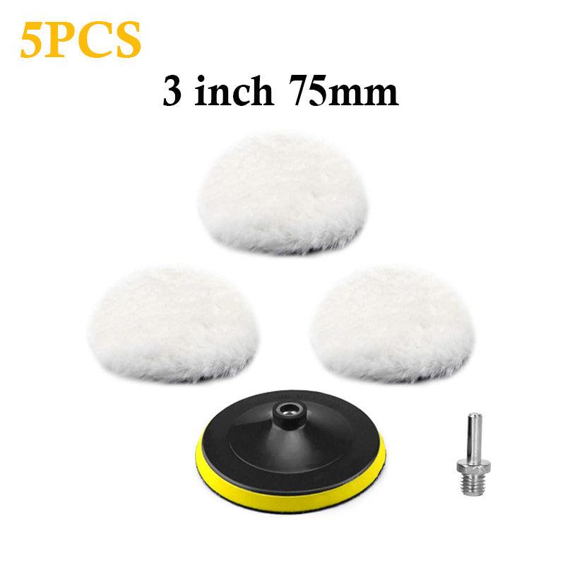 5pc Wool Polishing Pad Set Car Buffing Wheel Tool Kit with M14 Drill Adapter