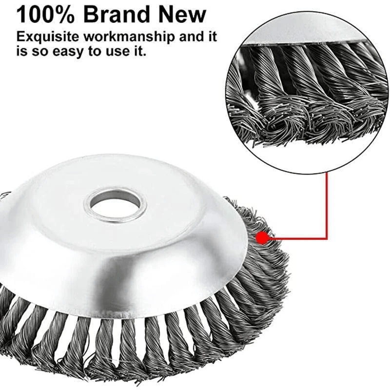 Steel Wire Wheel Garden Weed Brush Lawn Mower Grass Eater Trimmer Brush Cutter