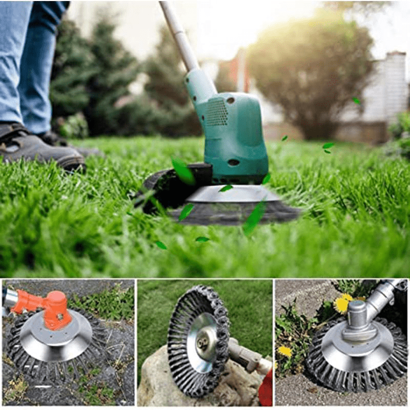 Steel Wire Wheel Garden Weed Brush Lawn Mower Grass Eater Trimmer Brush Cutter