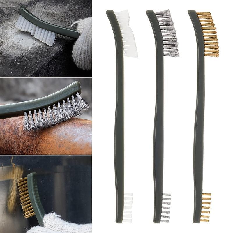 3pcs Mini Wire Brush Set for Rust Paint Metal Cleaner Welding Slag and Steel