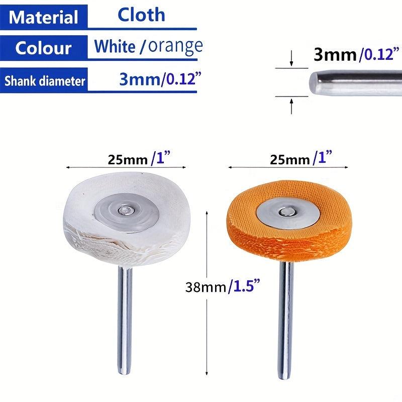 10pcs Cloth Polishing Wheels 3mm Shank Buffer Pads for Metal Jewelry Polishing