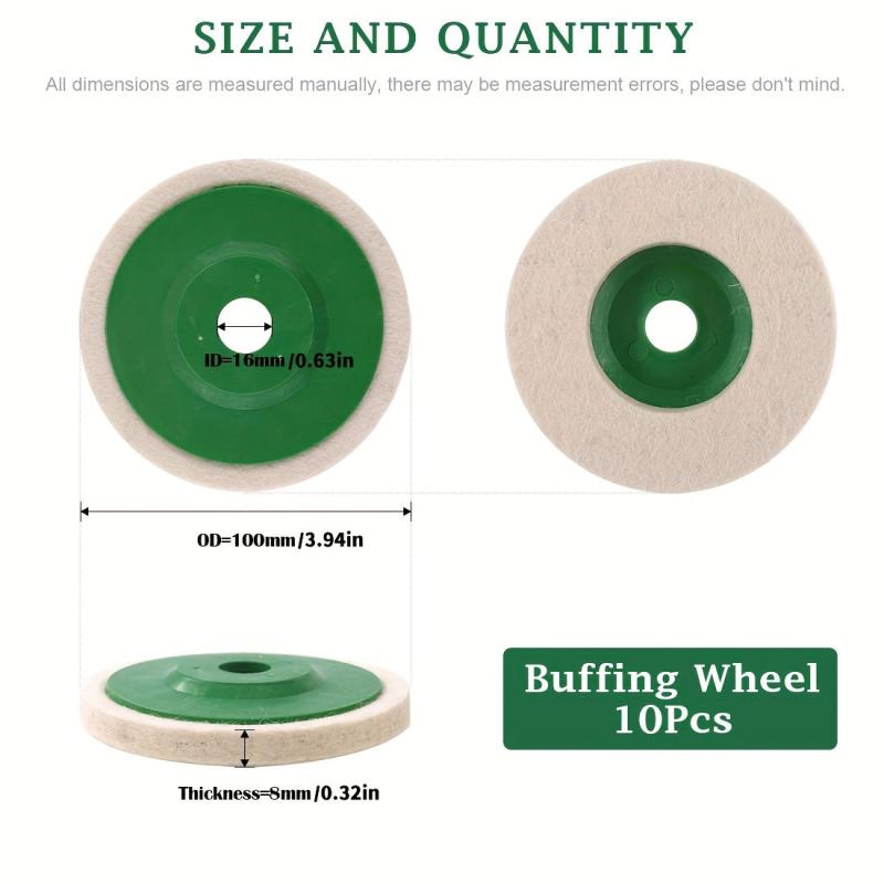 10pcs Mirror Polishing Wheel Fine Wool Pad for Grinding & Buffing