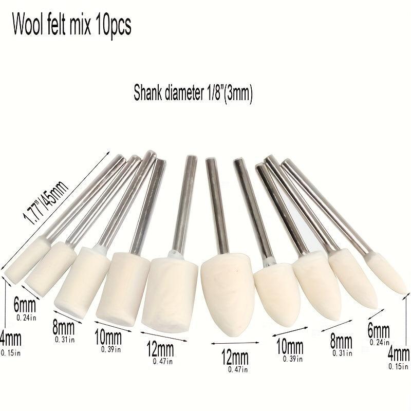 14-Piece Wool Felt Mounted Spindle Polishing Wheel Set for Watches Jewelry