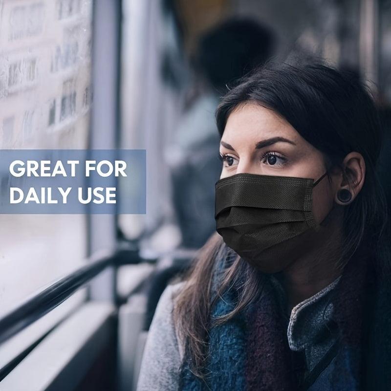 50pcs Disposable Face Masks 3 Ply Comfortable Nose Office Elasti