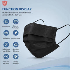 50pcs Disposable Face Masks 3 Ply Comfortable Nose Office Elasti