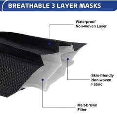 50pcs Disposable Face Masks 3 Ply Comfortable Nose Office Elasti