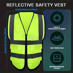 Reflective Safety Vest High Visibility Security With Pocket