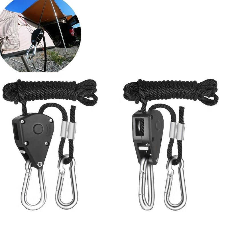 2pcs 7.54ft Ratchet Rope Lock Tie - Adjustable Rope Hanger for Tent, House Fan