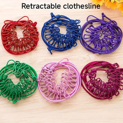Portable Clothesline with 12 Clothespins Windproof Travel Clothesline