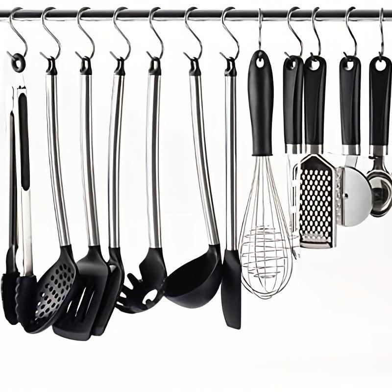 10pcs Stainless Steel S Hook Kitchen Bathroom Clothing Metal Hanging Hook