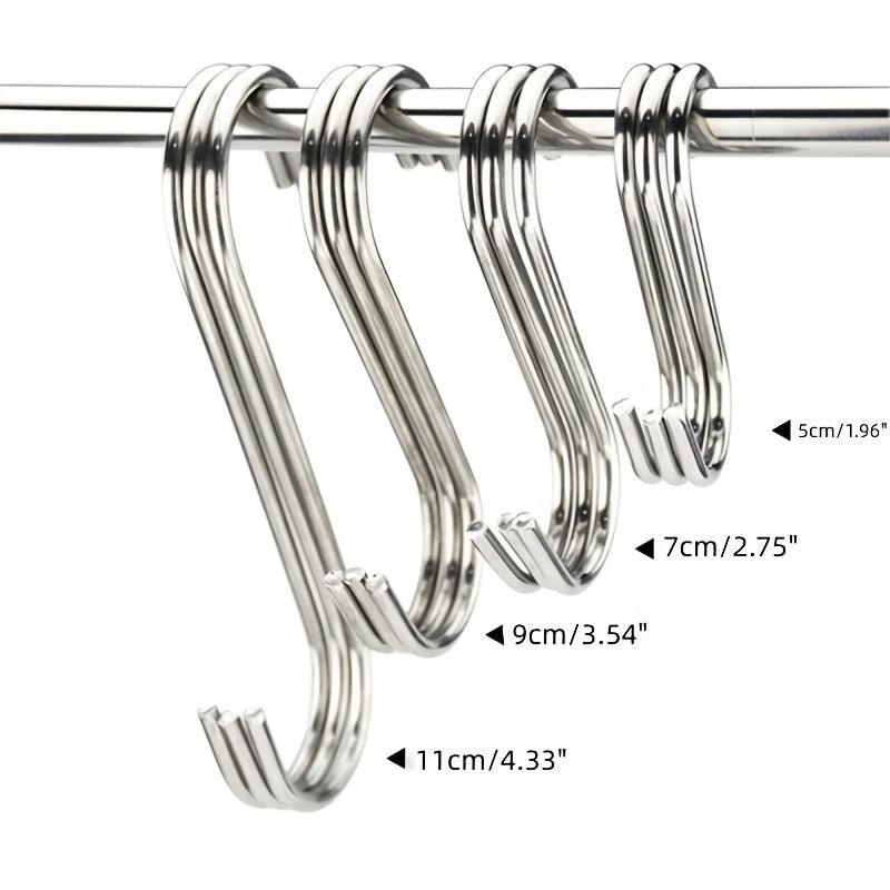 10pcs Stainless Steel S Hook Kitchen Bathroom Clothing Metal Hanging Hook