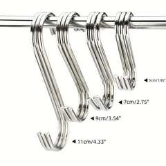 10pcs Stainless Steel S Hook Kitchen Bathroom Clothing Metal Hanging Hook