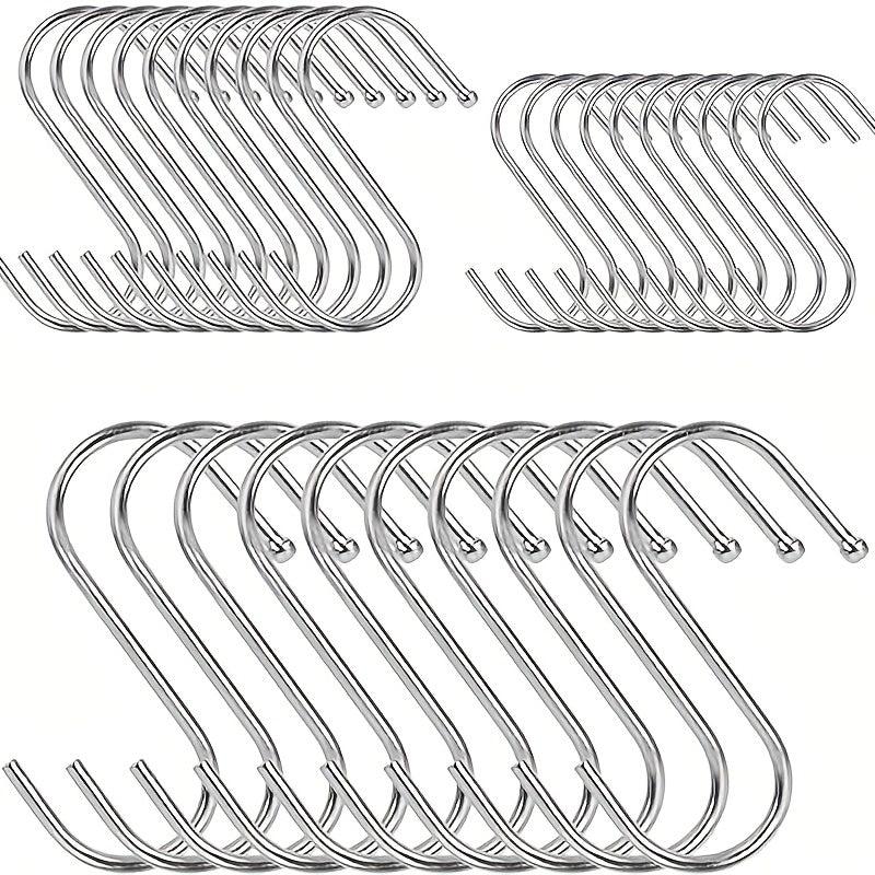 10pcs Stainless Steel S Hook Kitchen Bathroom Clothing Metal Hanging Hook