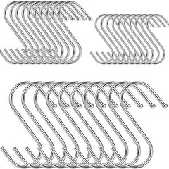 10pcs Stainless Steel S Hook Kitchen Bathroom Clothing Metal Hanging Hook