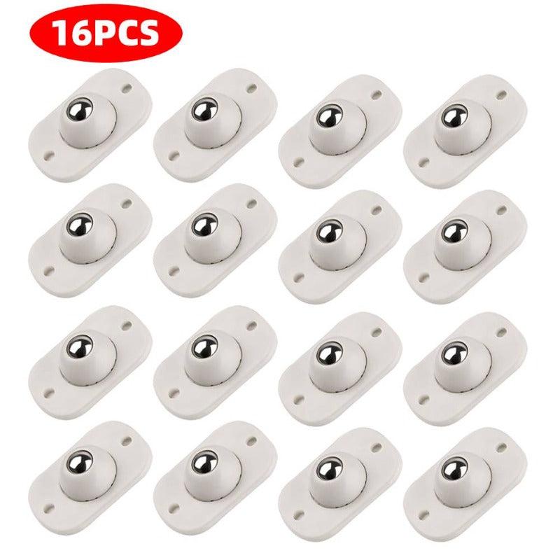 16pcs Adhesive Caster Wheels Stainless Steel 360 Rotation Swivel Furniture