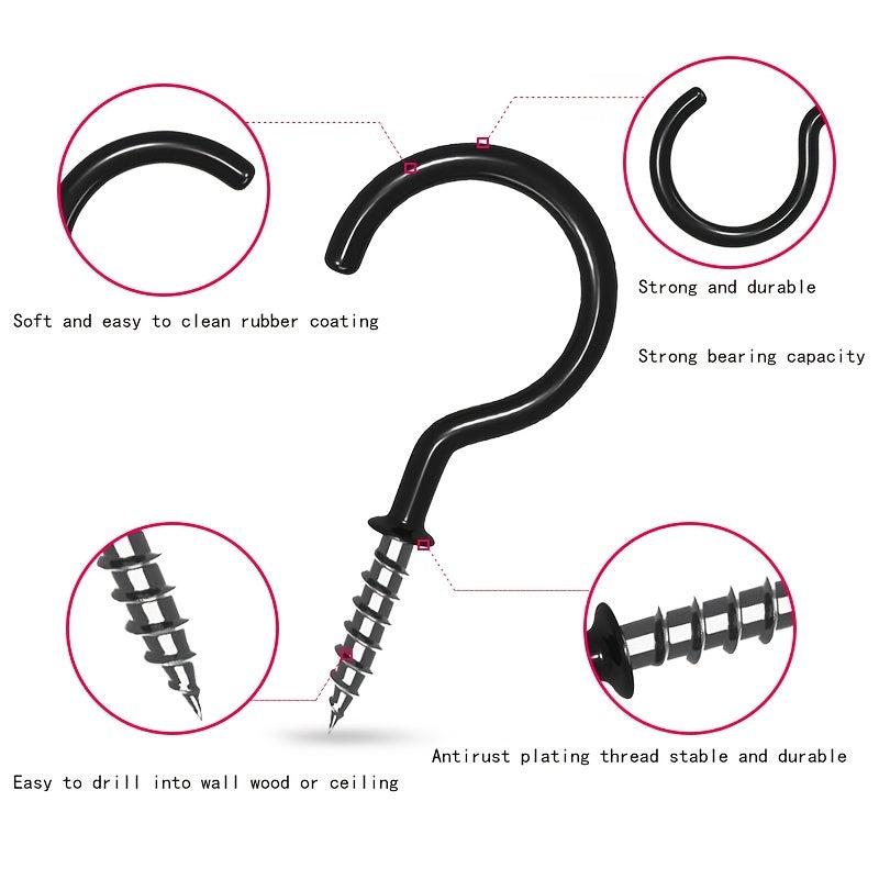 10pcs Vinyl Coated Ceiling Hooks Heavy Duty Screw Cup Hooks