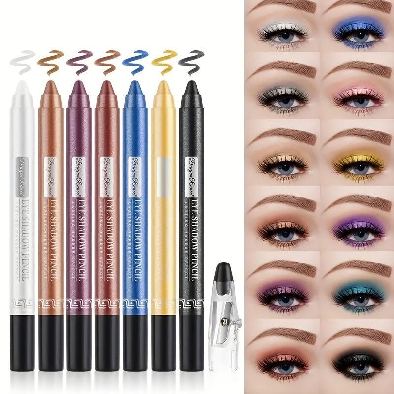 Long Lasting 12 Pearly Eyeshadow Palette with Built in Sharpener