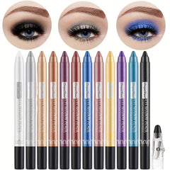 Long Lasting 12 Pearly Eyeshadow Palette with Built in Sharpener