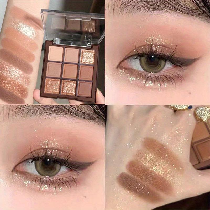 9 Colors Pearly Sequin Eyeshadow Palette Waterproof