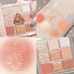 9 Shades Earth Tone Eyeshadow Palette Glitter Pearly Matte High Pigmented